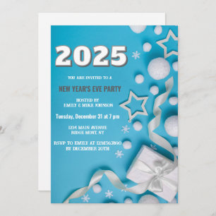 Invitation Ciel bleu 2025 Nouvel An's Eve année personnalisée
