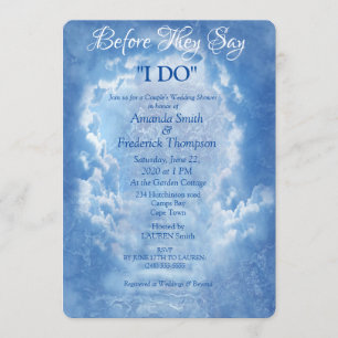Invitation Ciel bleu clair avec Wedding shower nuages