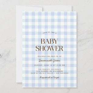 Invitation Ciel bleu En vichy   Baby shower de pique-nique