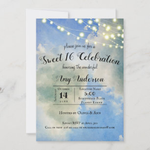 Invitation Ciel bleu et nuages blancs   Sweet 16 anniversaire