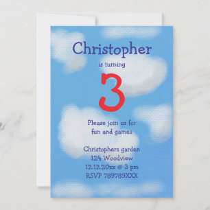 Invitation Ciel bleu et nuages moelleux Anniversaire