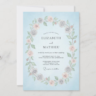 Invitation Ciel Bleu Fleur Romance Mariage