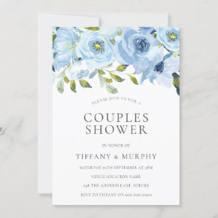 Invitation Ciel bleu Fleurs Couples Douche