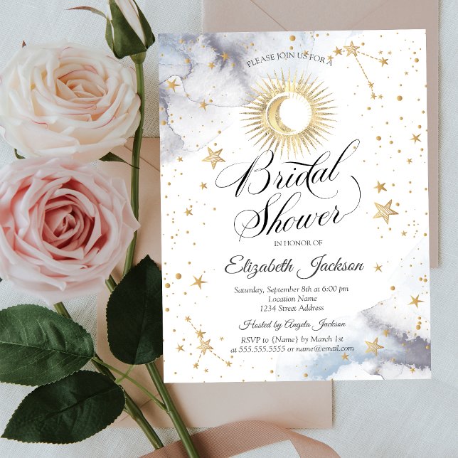 Invitation Ciel Céleste, Lune, Étoiles Fête de Mariage (Créateur téléchargé)