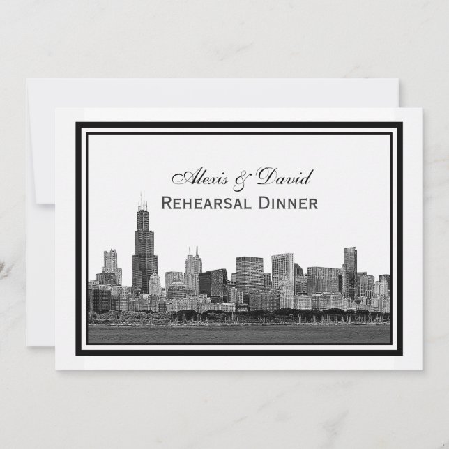 Invitation Ciel de Chicago Gravé Cadre #2 H Répétition (Devant)