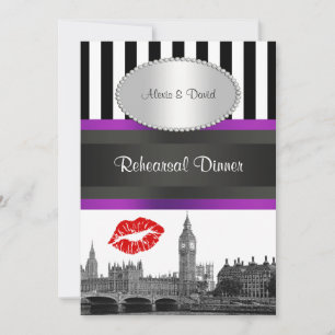 Invitation Ciel de Londres BW Strp Purple Baiser P Répétition