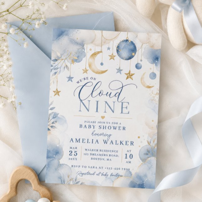 Invitation Ciel de Lune et Étoiles Baby Shower (Créateur téléchargé)