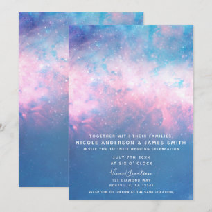 Invitation Ciel de Nuit Étoilé Rose et Bleu de Barbe à Papa p