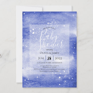 Invitation Ciel de nuit Galaxy Baby shower cosmique bleu