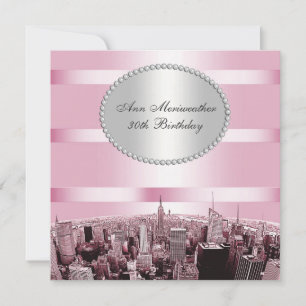 Invitation Ciel de NYC gravé 2A Rose Noir Anniversaire