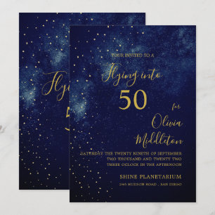 Invitation Ciel de soirée pour 50e anniversaire Astral Or Éto