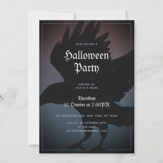 Invitation Ciel étoilé d'Halloween de corbeau Grunge
