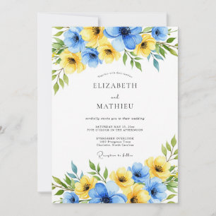 Invitation Ciel Jaune Mariage Printanier Bleu Brillante