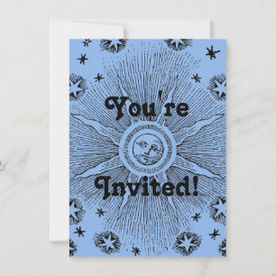 Invitation Ciel Nocturne Antique Étoiles Soleil Zodiaque Médi