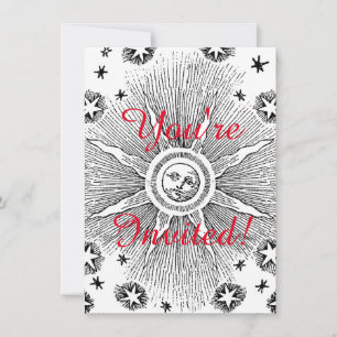 Invitation Ciel Nocturne Antique Étoiles Soleil Zodiaque Médi