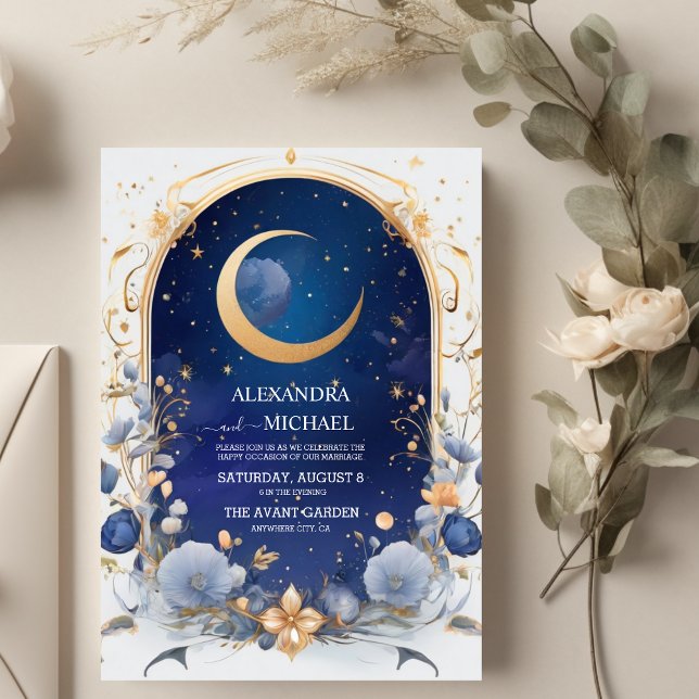 Invitation Ciel Nocturne Céleste avec Cadre Mariage Tradition (Créateur téléchargé)