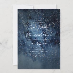 Invitation Ciel nocturne céleste   Gold All In One Mariage