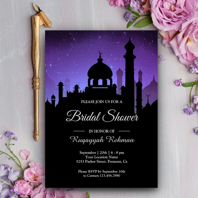 Invitation Ciel nocturne violet Nuits arabes Baby Shower (Créateur téléchargé)