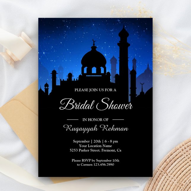 Invitation Ciel Nuit Bleue Nuit Arabes Réception de Mariage (Créateur téléchargé)