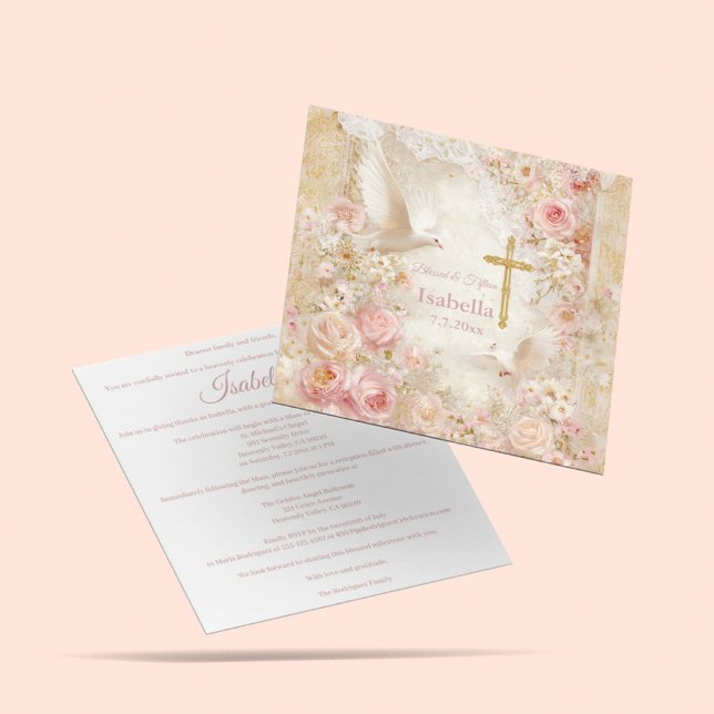 Invitation Ciel Rose & Or Quince, sur mesure (Créateur téléchargé)