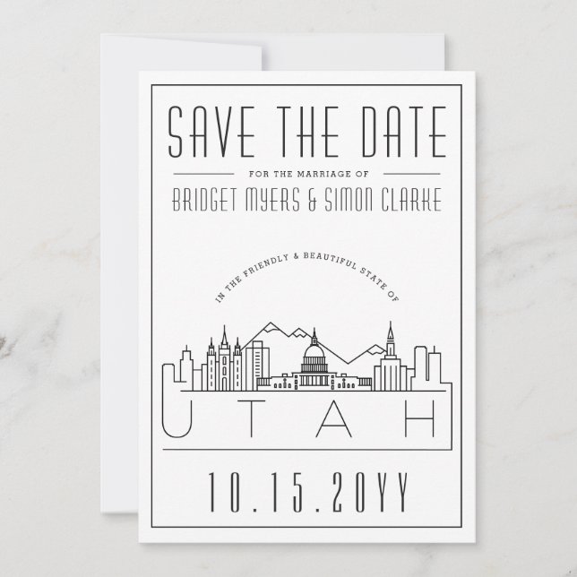 Invitation Ciel stylisé de Utah Mariage Enregistrer la date (Devant)