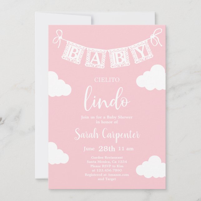 Invitation Cielito Lindo Baby shower Girl (Devant)