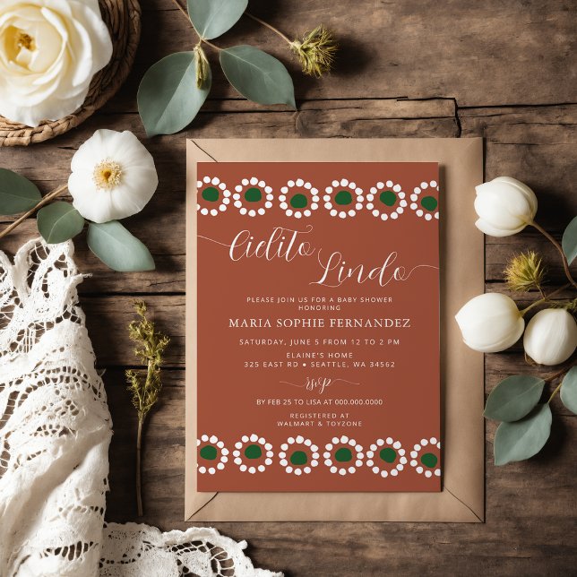 Invitation Cielito Lindo Baby shower mexicain Barro Boho (Cielito Lindo Mexican Barro Boho Baby Shower Invitation)