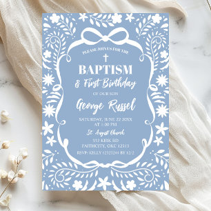 Invitation Cielito Lindo Baptême Talavera Motif Bleu