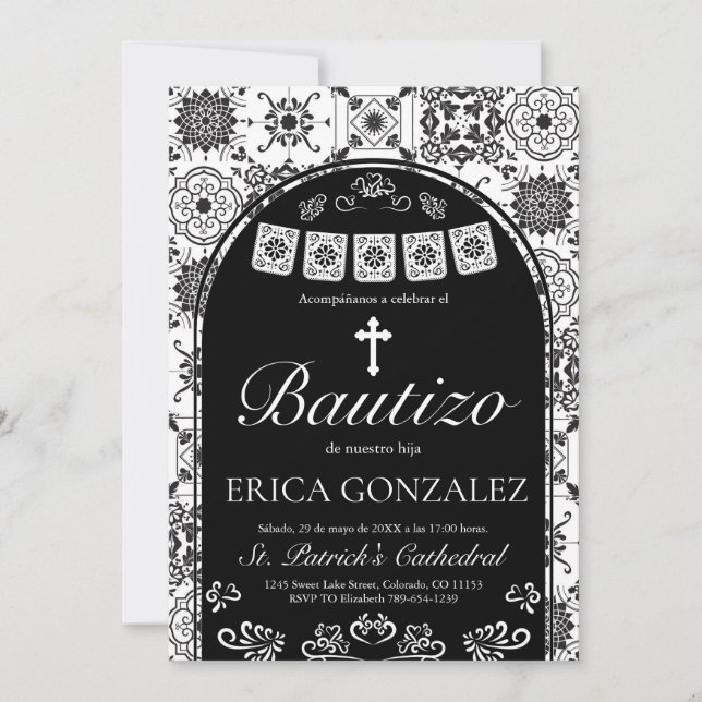 Invitation Cielito Lindo Bautizo Talavera Baptême (Devant)