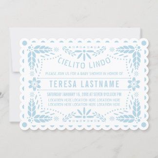 Invitation Cielito Lindo bleu papillon picado bébé douche