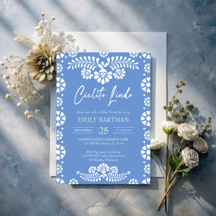 Invitation Cielito lindo bleu poussiéreux baby shower mexicai