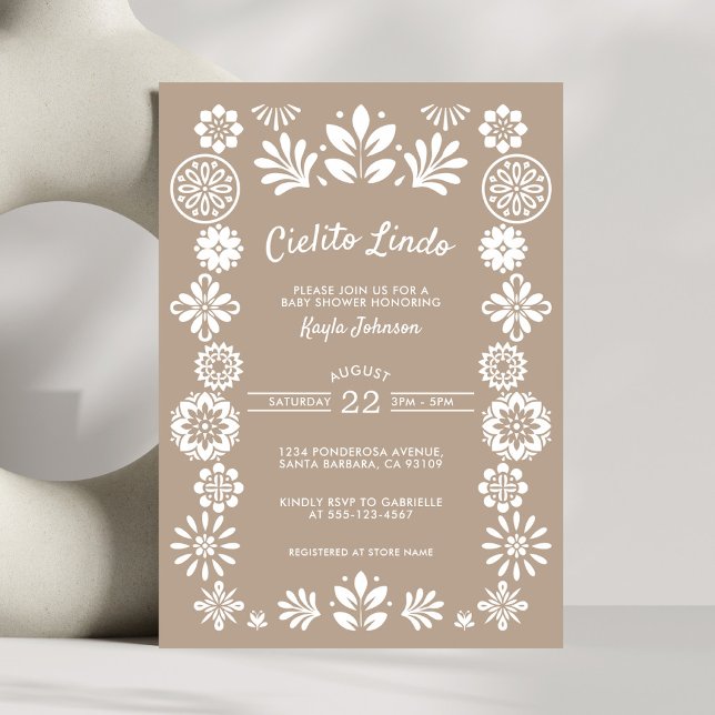 Invitation Cielito Lindo Boho Beige Genre Neutre (Créateur téléchargé)