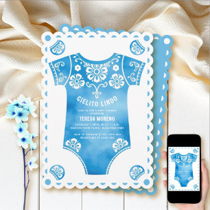 Invitation Cielito Lindo carrosserie bleu garçon baby shower
