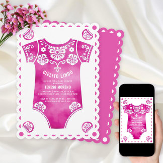 Invitation Cielito Lindo carrosserie rose fille baby shower