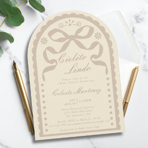Invitation Cielito Lindo Crème Beige Baby Shower Papier Décou