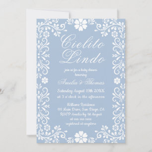Invitation Cielito Lindo Fête de Bébé Mexicaine Bleu Poussiér