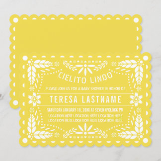 Invitation Cielito lindo jaune papillon baby shower picado