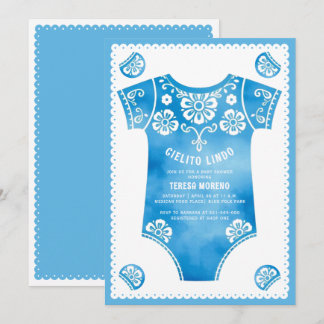Invitation Cielito Lindo mignon carrosserie bleu garçon baby
