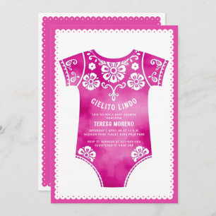 Invitation Cielito Lindo mignon carrosserie rose fille baby s