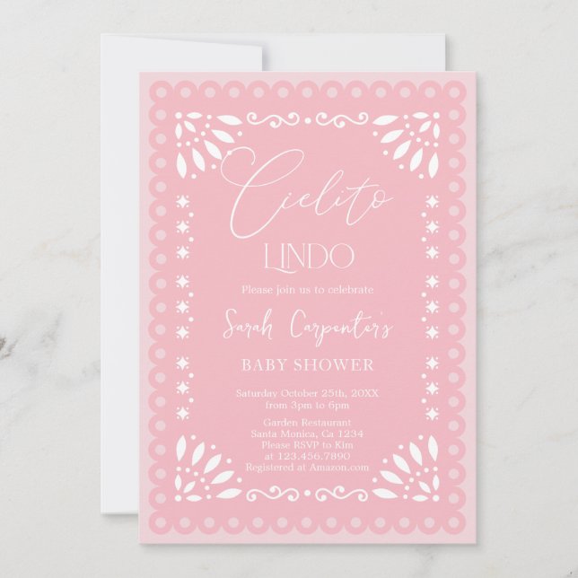 Invitation Cielito Lindo Papel Piado Baby shower Girl (Devant)