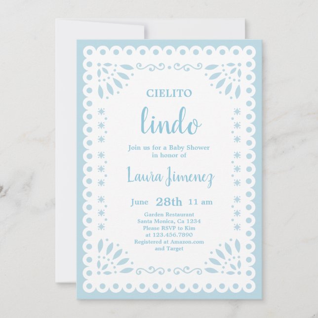 Invitation Cielito Lindo Papel Picado Baby shower Garçon (Devant)