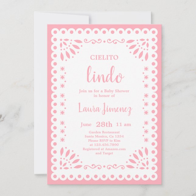 Invitation Cielito Lindo Papel Picado Baby shower Girl (Devant)