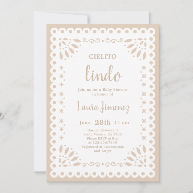 Invitation Cielito Lindo Papel Picado Baby shower Neutral (Devant)