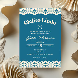 Invitation Cielito Lindo Papel Picado Blue Boy Baby shower
