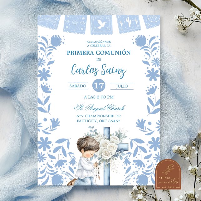 Invitation Cielito Lindo Première Première Communion Bleue (Créateur téléchargé)