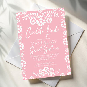 Invitation Cielito lindo rose fête d'anniversaire mexicaine s
