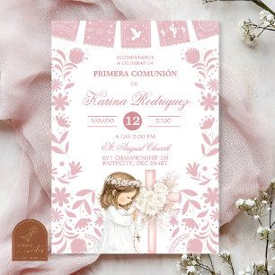 Invitation Cielito Lindo Rose Fille de Première Sainte Commun