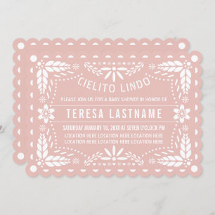 Invitation Cielito Lindo rose or papillon picado baby shower