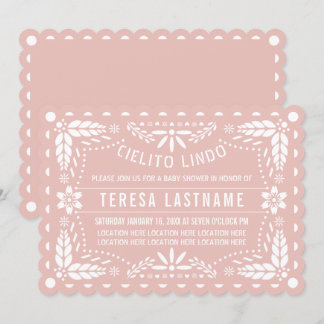 Invitation Cielito Lindo rose or papillon picado baby shower