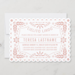 Invitation Cielito Lindo rose papillon picado bébé douche